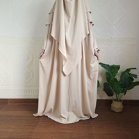Abaya unie basique pour femmes musulmanes adultes avec hijab assorti – Ensemble deux pièces simple et modeste pour soirée/formelle, coupe droite, été