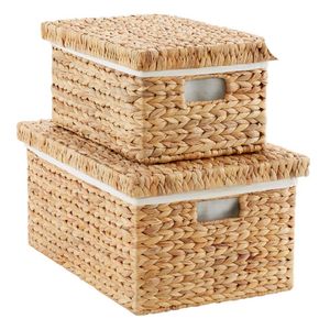 Wholesale <b>Rectangular</b> Seagrass Water Hyacinth <b>Storage</b> <b>Basket</b> With Liner Modern Industrial Shoe Organizer Vietnam Manufacturer - Product Image 2