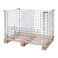 Cage de stockage robuste avec porte semi-ouvrante, conteneur en treillis métallique pliable, bacs empilables pour systèmes de rayonnage d'entrepôt