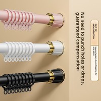 Tringle à Rideau Simple Moderne, Sans Perçage, Télescopique et Réglable, en Métal, pour Séchage de Vêtements et Support de Suspension