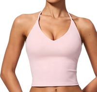 Débardeur de yoga respirant Yanruo pour femme, col en V, soutien-gorge rembourré intégré, bretelles croisées, design amincissant, modèle FBX3588