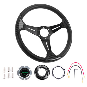 Volant de course 345 mm en PU, 3 branches, motif fibre de carbone pour amélioration des performances automobiles - Product Image 5