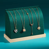FF2398 bijouterie magasins affichage photographie accessoires chaîne porte-collier velours PU cuir organisateur bois collier présentoir