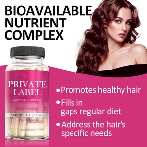 Vitaminas Personalizables para el Crecimiento del Cabello con Biotina y <span class=keywords><strong>Amino</strong></span>ácidos, Marca Privada, Vitaminas de Colágeno para el Crecimiento del Cabello, 60 Cápsulas - Product Image 1