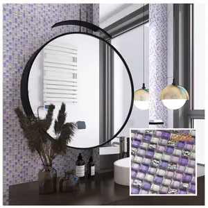 Mosaïques élégantes et modernes en verre violet pour la décoration intérieure Carreaux muraux pour hôtel Back Splash Mediterranean for Bathroom Kitchen - Product Image 1