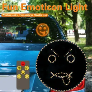 Забавный автомобильный смайлик с улыбкой на заднем стекле, многофункциональная сигнальная лампа, мигающая Светодиодная лампа-смайлик