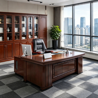 Juego de Silla y Escritorio de Oficina Runwood de Estilo Chino Moderno en Madera de Nogal y Sequo, Escritorio Ejecutivo Elegante para Gerentes y Directores, Ideal para Oficina u Hogar