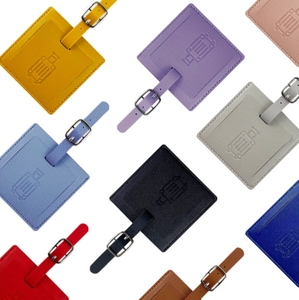 Étiquette à bagages en cuir PU multicolore, style tendance, imprimée en typographie, personnalisable avec logo, carte d'embarquement - Product Image 1