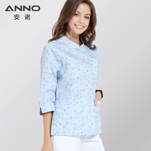 T-shirts Anno, coupe classique, uniforme médical d'hôpital, blouses médicales personnalisées pour infirmières, col mandarin, fermeture à boutons - Product Image 2
