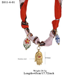 新しいシルクスカーフネックレス、シェルハートペンダント付き、316Lステンレススチールと18Kゴールドメッキ、エレガントな防水ジュエリー - Product Image 3