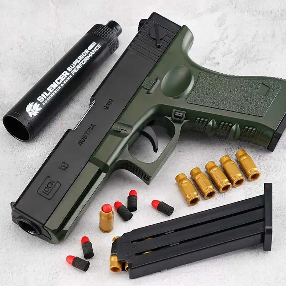 Safety Air soft Toys Shell Ejecting Soft Bullets Toy Gun For Kids Foam Darts Blasters Small Pistol Model Plastic Gun Toys