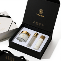 Boîte magnétique personnalisée et boîte cadeau bleue pour ensemble de soins de la peau et emballage de luxe en papier haute densité