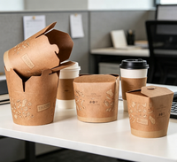 Emballage en carton blanc jetable imprimé sur mesure pour la vente à emporter de nourriture, boîte en papier pour riz et nouilles chinoises avec poignée