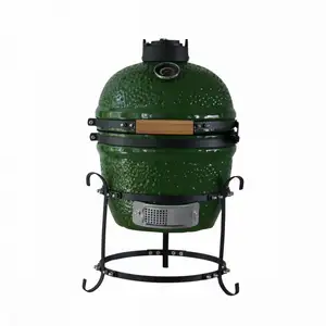 Big 13 Inch Green Portable Camping Kamado Ceramic BBQ Smoker Factory Direct with Galvanized Egg Kamado Grill