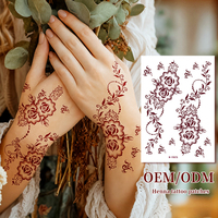 Autocollant de tatouage temporaire au henné pour doigts et mains, style Mehndi indien, OEM ODM, sûr pour la peau, pour commande en gros