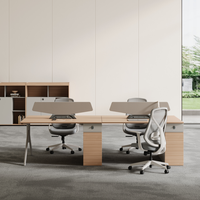 Bureau collaboratif moderne pour poste de travail de bureau avec chaise E1 MFC, rangement et isolation phonique