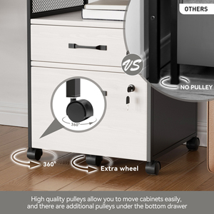 Gabinete de Almacenamiento Rodante para Escritorio, con Ruedas y Cerradura, 2 Cajones, Estante Abierto, Resistente al Agua, Ahorra Espacio, para Cocina - Product Image 4