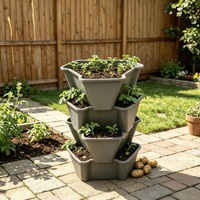 Lot de 4 pots de culture en plastique multicouches pour jardin, pots empilables pour légumes, pommes de terre et fraises