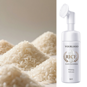 150ml di riso schiumogeno per il viso con testina a spazzola Anti Acne profonda pulizia dei pori che si restringe il viso per lavare il viso sbiancante riso detergente per il viso - Product Image 1