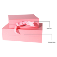 Boîte cadeau en carton rigide rose personnalisable, ruban, gaufrage, impression de logo, estampage à chaud |   Emballage de luxe pour bougies