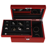 Meilleures boîtes à bagues en bois créatives à 2 couches, grand rangement, miroir, emballage personnalisé avec logo pour colliers et bijoux pour femmes 3547
