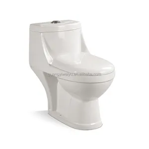 Adult Round Elfenbein Farbe WC Keramik billige Kommode Washdown beige Glasur P-Falle einteiligen Toiletten sitz für Low-Rent-Haus