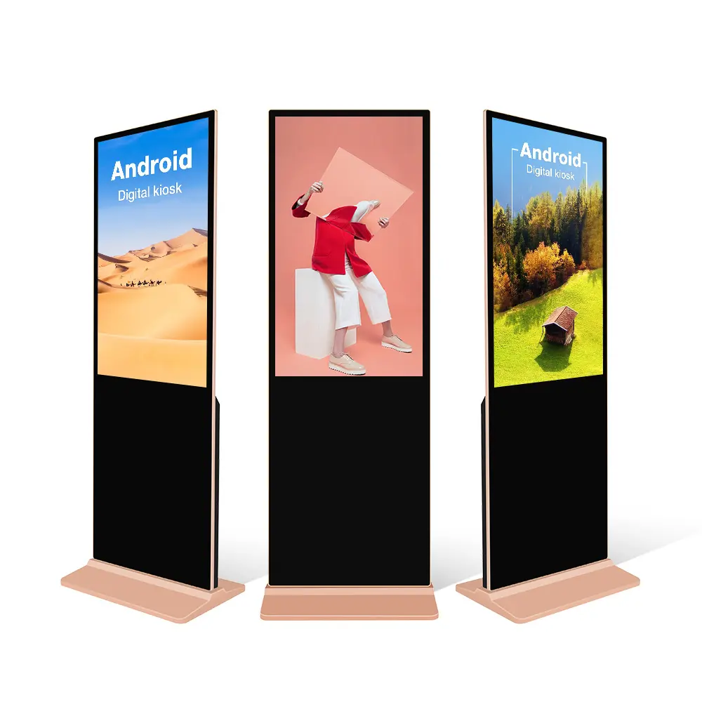 ชั้นยืนหุ่นยนต์ Wifi ตู้โฆษณาแอลซีดี43 49 55 65นิ้วตู้สัมผัสในร่มตู้ป้ายดิจิตอลตู้อะไหล่ฟรี2มิลลิเมตร