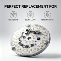 Moteur de ventilateur de plafond LED 18W 230V avec interrupteur DIP 3CCT, sans scintillement, certifié CE, 100mm avec couvercle PC transparent, kit de rénovation