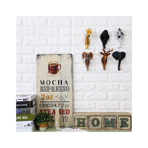 Gancho de pared de animales tridimensionales Retro americano, diseño de cabeza de Animal de Vida Silvestre tallado a mano, gancho de pared de resina interior resistente para cafetería - Product Image 3