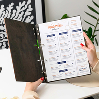 Personnalisable Premium Logo Sculpté Avec Classeur À Anneaux En Bois Menu Rack Restaurant Bar Café Boisson Menu Dossier Menu Couverture