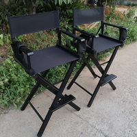 Usine directe taille personnalisée impression Portable pliant bois directeur chaise pièces avec côté maille sac pour le maquillage