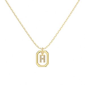 Dylam 5A Cubic Zirconia Alphabet <b>Pendant</b> Necklaces Charms Women -H- <b>Initial</b> Letter Link Chain Necklace 2 Colors 45cm New Design - Product Image 4
