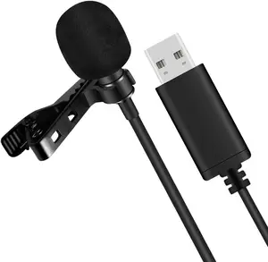 Suitable for video recording, podcasting USB lavalier lavalier microphone for laptops, Macs Plug and play clip-on usb microphone