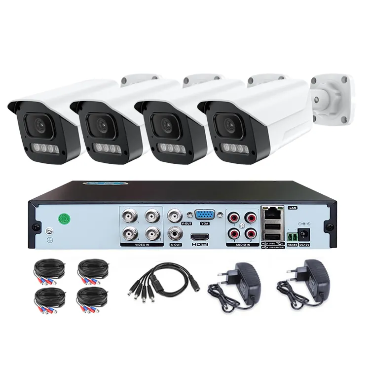 Nhà máy ngoài trời 1080 8MP 5MP 2MP 4CH an ninh Set 4k AHD DVR Kit Camera video giám sát 4 kênh CCTV an ninh Hệ thống camera