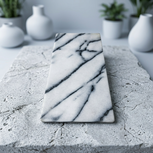 Polished <b>marble</b> slab minimalist design white with gray veining - Product Image 1