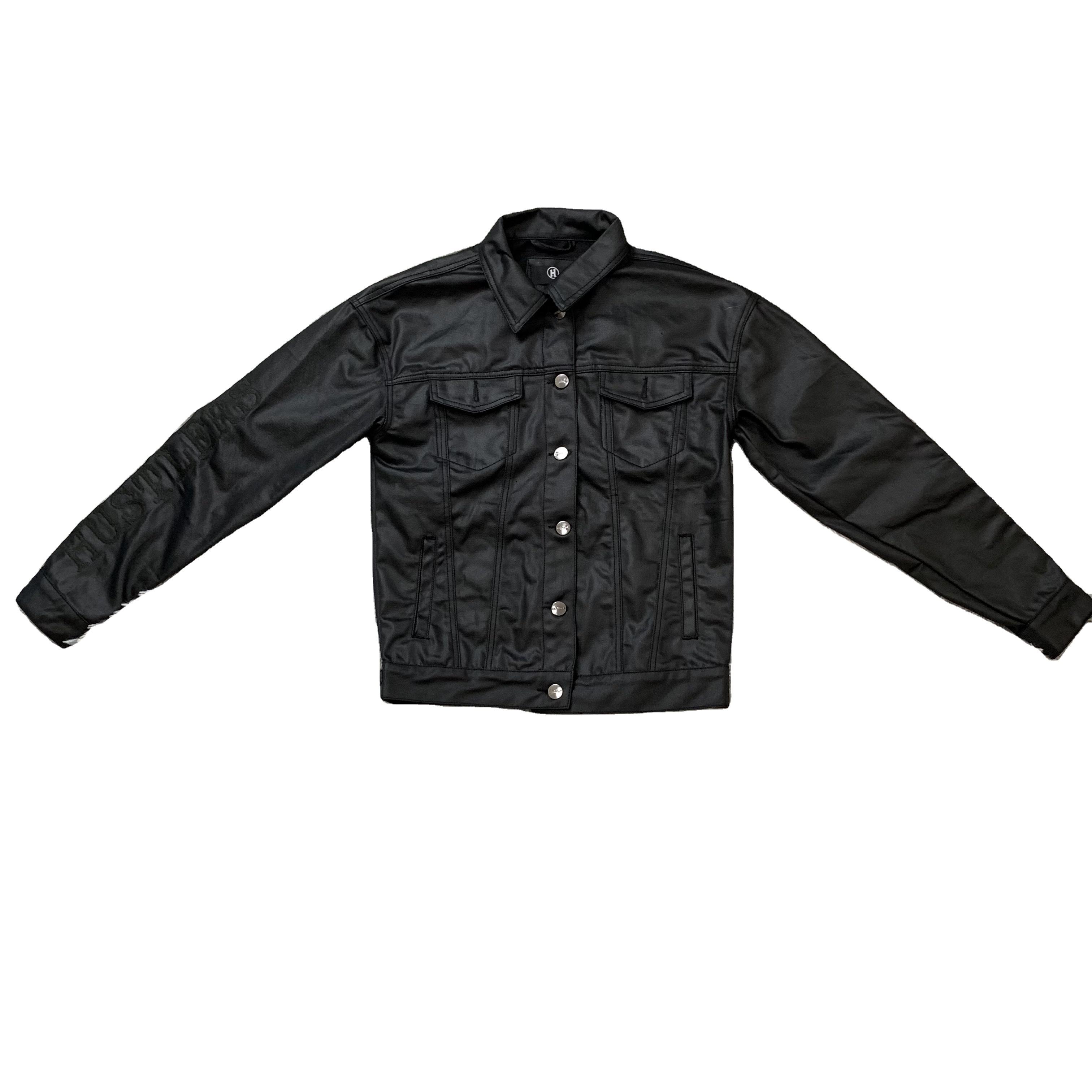 DENIMGUYS Chaqueta de encerado de mezclilla de calle alta para