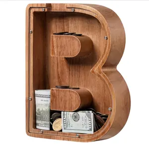 Wooden Big Letter Piggy Bank Letter Piggy Bank Coin Piggy Bank Birthday Christmas Right And Interesting Gifts