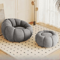 Ensemble de fauteuils inclinables modernes de forme ovale avec revêtement en coton et lin, confort doux pour s'allonger ou dormir