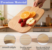 Planche à pizza en bois de hêtre, lot de 6, planche à servir en bois pour steak avec poignée pour la présentation des aliments en cuisine