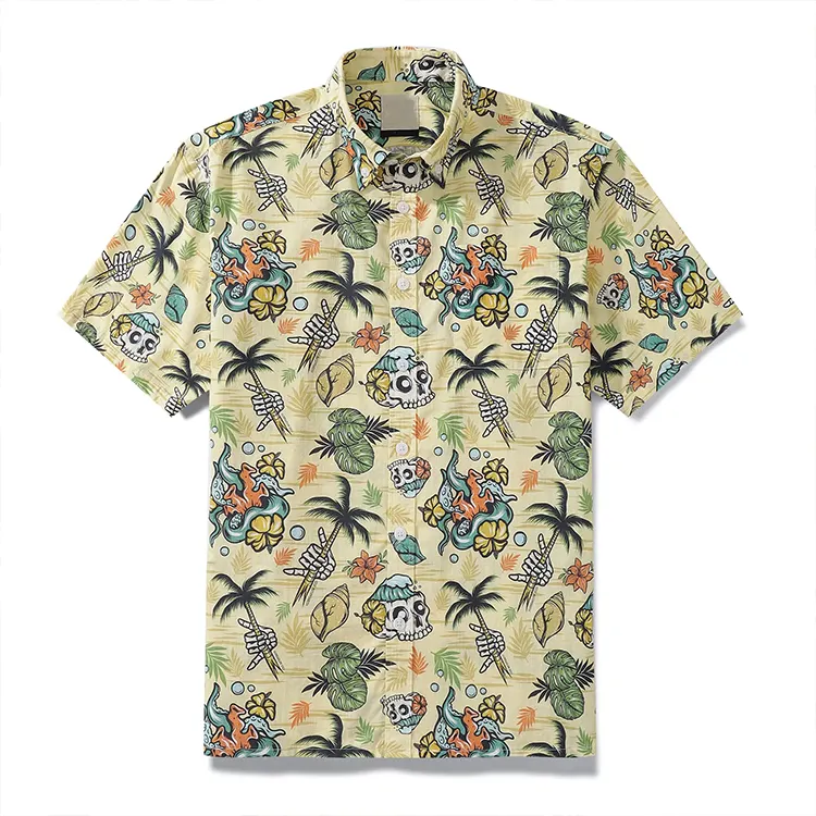 Groothandel Leverancier Hawaiiaanse Shirts Fabrikant Custom Patroonprint Zomer Heren Strandshirt