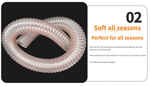 <span class=keywords><strong>Tuyau</strong></span> flexible en polyuréthane PU avec fil en acier inoxydable, <span class=keywords><strong>tuyau</strong></span> transparent de 25 à 200 mm pour le transfert d'air - Product Image 2