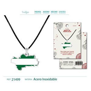 Ciondolo Mappa dell'Andalusia Cotigo in Acciaio Inox Placcato Oro Impermeabile con Motivo Numerico - Product Image 1