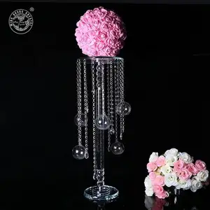 Mh-zt165 Hanging Glass Ball Candelabra Crystal Flower Stand Crystal Wedding Centerpieces