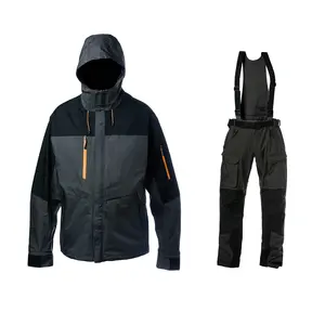 Men Waterproof Jacket Hooded Heat Reflection Fishing Jacket and Bib Pant Insulated Windbreaker Suit Foul Weather Gear