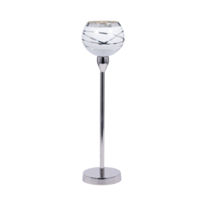 Porte-bougie votif rond avec support, design en métal et verre, chandelier pour centre de table, élégant - Product Image 2