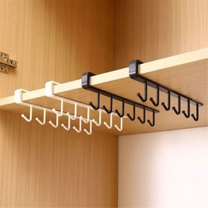 Kitchen Wrought Iron Seamless Nail-Free Wall Mounted <b>Hooks</b> Racks for <b>Tools</b> Cabinet Storage Multi-Function Wardrobe Door Rear - Product Image 2