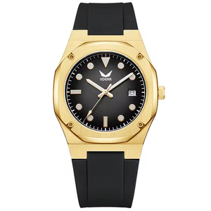 Montre Homme de Luxe à Quartz Style Classique Étanche 3 ATM Boîtier Octogonal Doré Lumineux Date Bracelet en Cuir Verre Personnalisé - Product Image 1