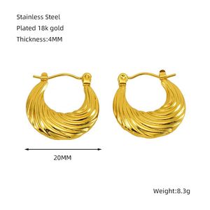 Pendientes Colgantes Geométricos <span class=keywords><strong>C</strong></span> de Acero Inoxidable Chapado en Oro de 18k, Estilo Francés, Joyerí<span class=keywords><strong>a</strong></span> de <span class=keywords><strong>Moda</strong></span>, Pendientes de Aro para Mujer - Product Image 5