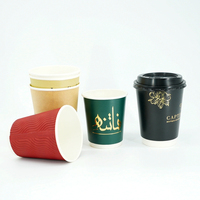 Gobelets en papier personnalisés imprimés, jetables, recyclables, à paroi simple ou double ondulée, avec couvercles pour boissons chaudes