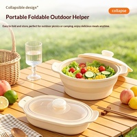 Casserole vapeur en silicone de qualité alimentaire, pot à soupe, tapis pliable pour four à micro-ondes et friteuse à air avec couvercle, adapté pour la cuisson à la vapeur des plats